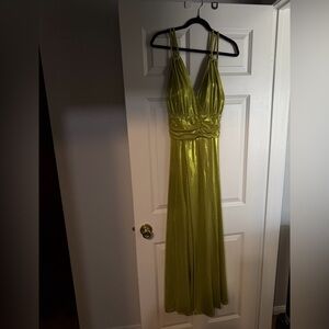 Project Couture Metallic Halter Maxi Dress